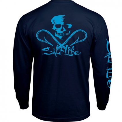 Salt Life Neon Skull And Hooks Long Sleeve Pocket T-Shirt