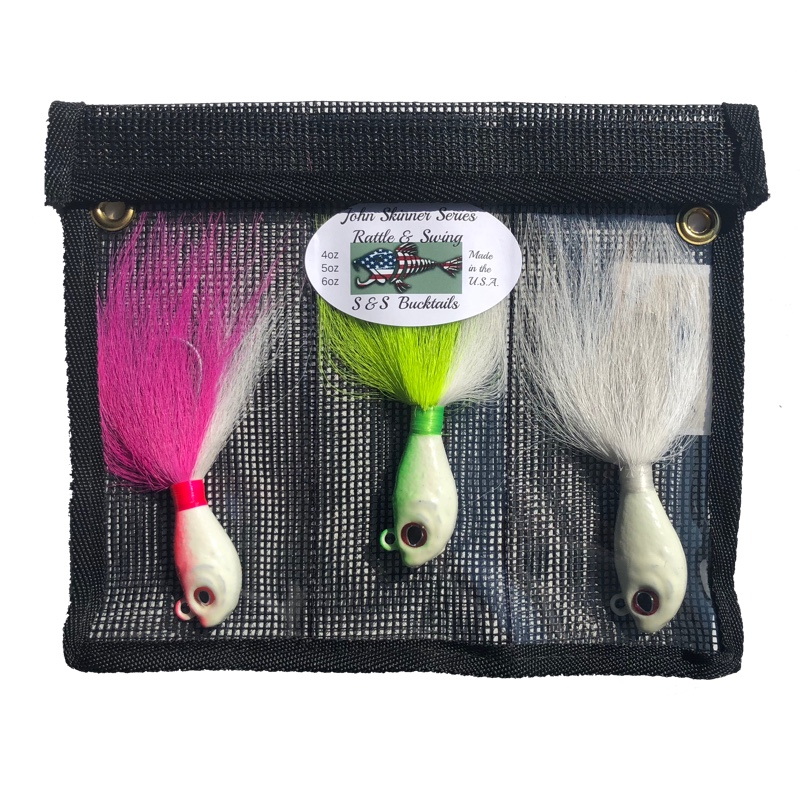 S&S Bucktails John Skinner Swing Hook Fluke Bucktail Bundle
