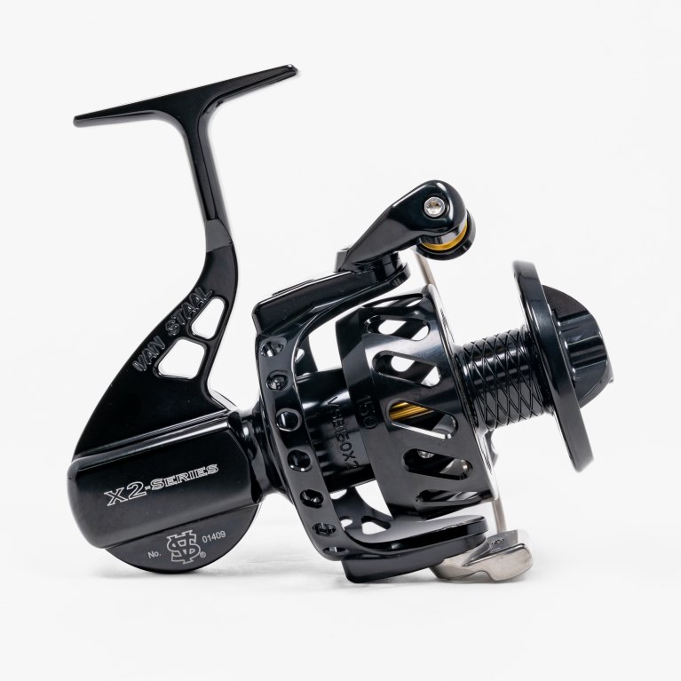 Van Staal VSB50 X2 Spinning Reel paired with a Dark Matter