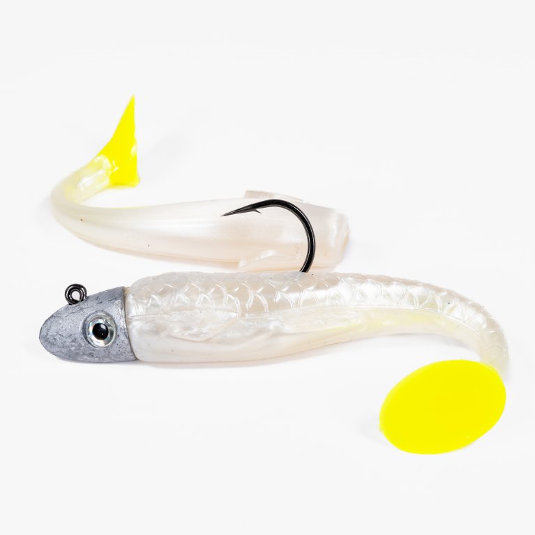 RonZ Z-Fin Original Series Rigged Paddletail - Pearl White/Chartreuse